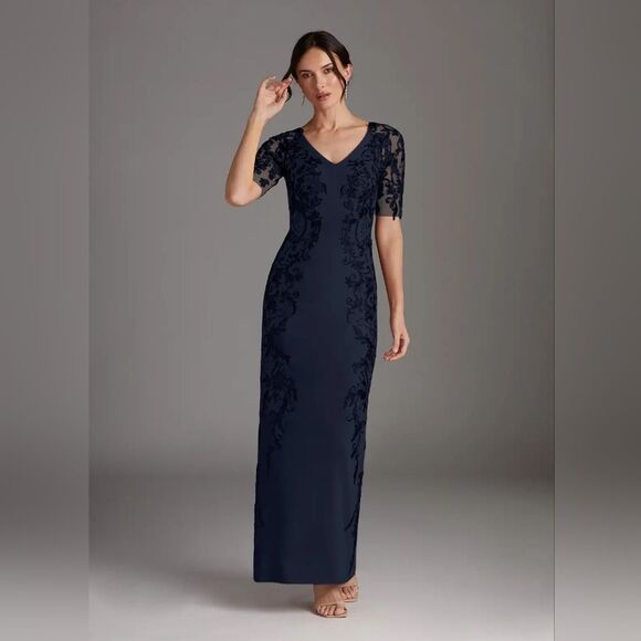 Azazie Dresses & Skirts - Azazie Farrah Navy Sheath‎ Stretch Crepe Dress Size A20 (20)
